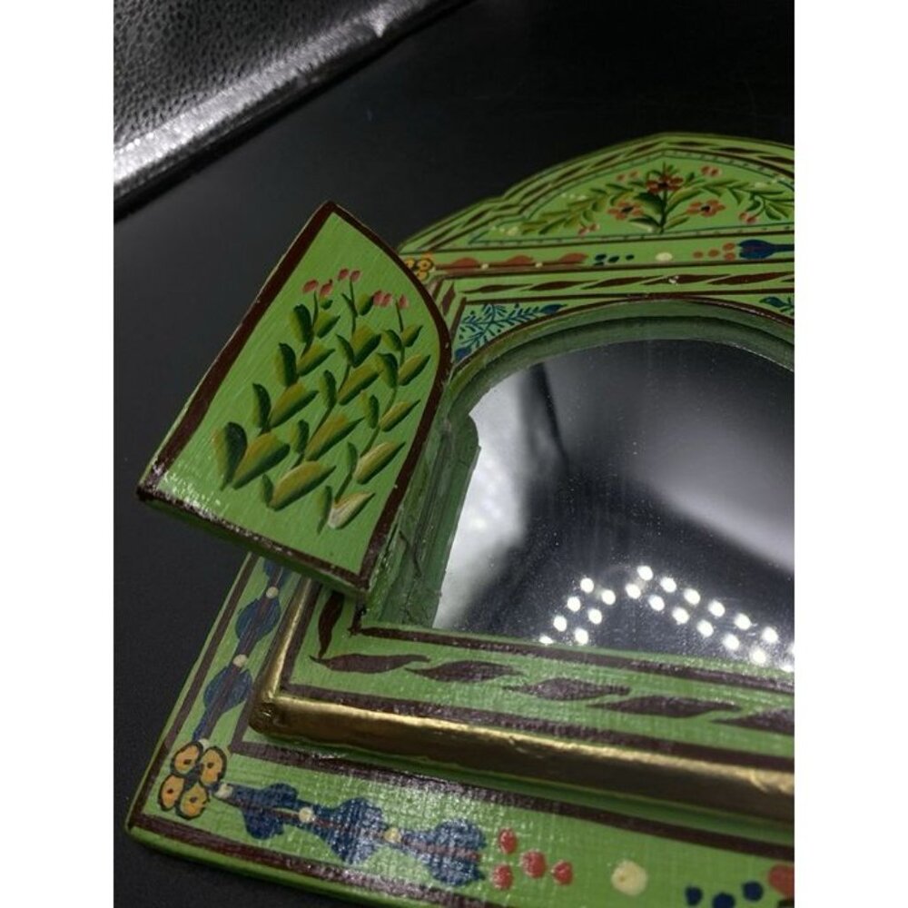 Green Mirror Moroccan Mirror Artisanal Wall Home Mirror Double Door Mirror 9”x6” - Picture 11 of 11